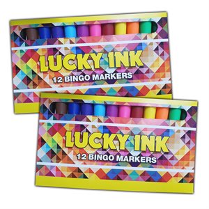 LUCKY INK CHISEL TIP BINGO MARKER 12 PACK